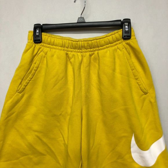 Nike Men Sweat Shorts Size Small Yellow Cotton Blend Big Logo Preppy M124 -7 - Picture 9 of 15